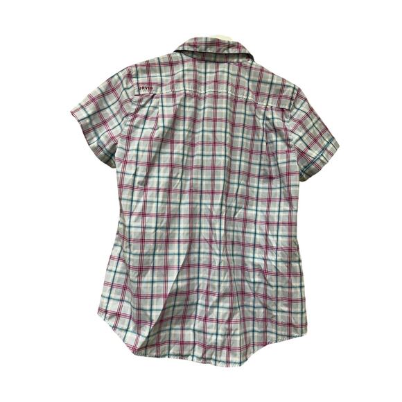 ORVIS Size Medium Women’s Checkered Button Down Tee Shirt Pink Blue Short Sleeve - Picture 3 of 13